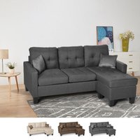 Modernes 3-Sitzer Ecksofa Pouf 2 Kissen Wohnzimmer Remissus - Grau von MODUS SOFÀ