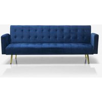 Modernes clic clac 3-Sitzer Samt Schlafsofa Caullae goldene Beine - Blau von MODUS SOFÀ