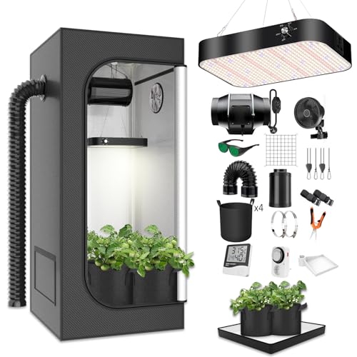 MODVKVK Growzelt Komplettset Grow Tent Kit 80x80x180cm mit 200W LED Vollspektrum Grow Lampe Dimmbar, GrowZelt Kit Komplettes Hydroponics Grow Tent Complete Set MODVKVK Growzelt Komplettset Grow Tent Kit 80x80x180cm mit 200W LED Vollspektrum Grow Lampe Dimmbar, GrowZelt Kit Komplettes Hydroponics Grow Tent Complete Set von MODVKVK