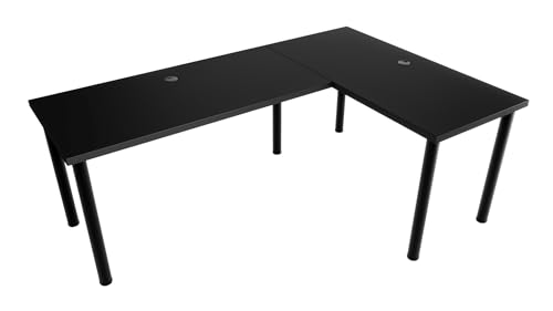 MÖBELSYSTEM Großer L-förmiger Schreibtisch Eck-Bürotisch Gamertisch, beidseitig montierbar, Hergestellt in der EU, Jugendzimmer Büro, schwarz von MÖBELSYSTEM