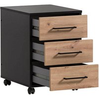 MÖBELPARTNER Aino Rollcontainer schwarz, artisan-eiche 3 Auszüge 40,1 x 50,0 x 57,0 cm von MÖBELPARTNER