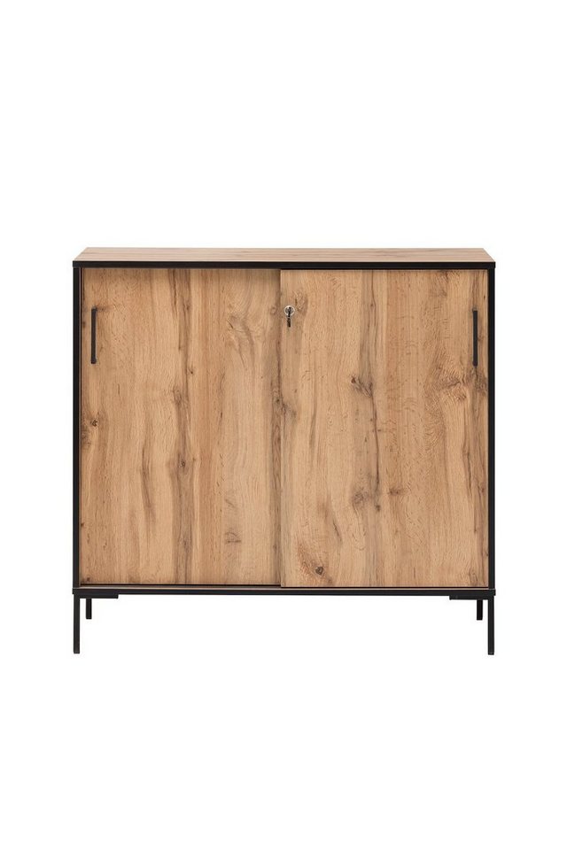 MÖBELPARTNER Aktenschrank Schiebetürenschrank Panda, HxBxT 96x100x41 cm, Eiche von MÖBELPARTNER