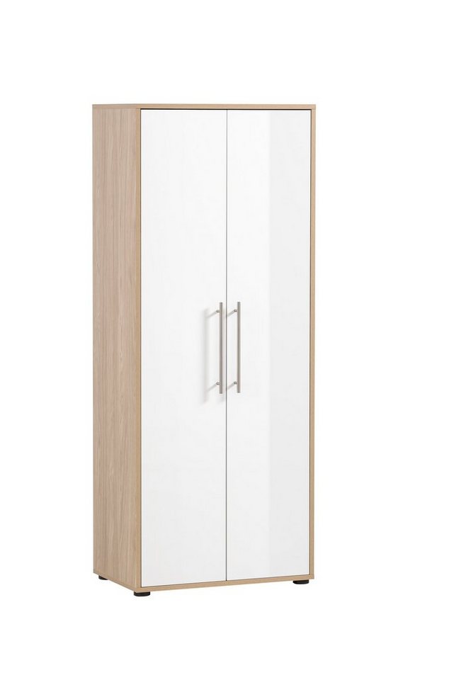 MÖBELPARTNER Aktenschrank Swan, Tall, HxBxT 164x65x41cm, 4 Fächern & 2 Flügeltüren, Eiche/Weiß von MÖBELPARTNER