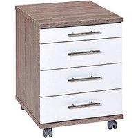 MÖBELPARTNER Amatis Rollcontainer trüffeleiche, weiß-glanz 4 Auszüge 42,0 x 50,0 x 57,0 cm von MÖBELPARTNER