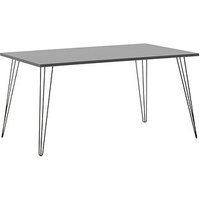 MÖBELPARTNER Fynn Schreibtisch platingrau rechteckig, 4-Fuß-Gestell schwarz 160,0 x 80,0 cm von MÖBELPARTNER