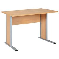 MÖBELPARTNER Schreibtisch buche rechteckig, Kufen-Gestell silber 90,0 x 65,0 cm von MÖBELPARTNER