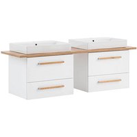 MÖBELPARTNER Waschbecken mit Unterschrank Duo 701519 kreideweiß, eiche landhaus 165,2 x 50,0 x 61,5 cm MÖBELPARTNER Waschbecken mit Unterschrank Duo 701519 kreideweiß, eiche landhaus 165,2 x 50,0 x 61,5 cm von MÖBELPARTNER