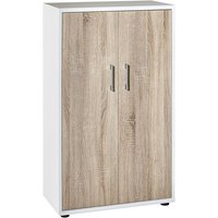 Möbelpartner Aktenschrank Tiger Medium HxBxT 110x65x34cm 3 Fächern & 2 Flügeltüren Weiß/ Eiche - Weiß von MÖBELPARTNER