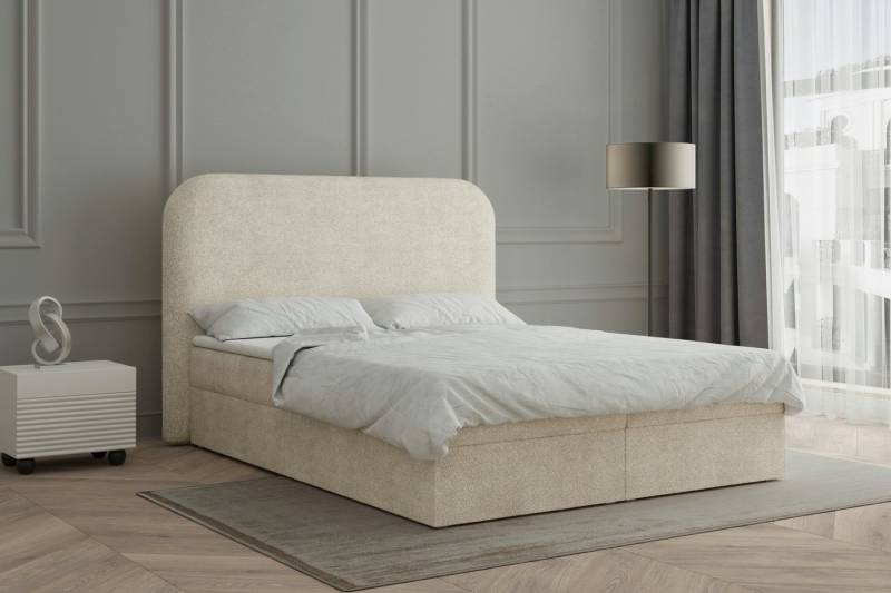MOEBLO Boxspringbett aus Bouclé Bett 07 (Bonell, Topper, Doppelbett gepolstertes Kopfteil mit Bettkasten Boxspringbett, aus Boucle, Polsterbett Kontinentalbett, Polsterbett Kontinentalbett), Boxspring, (BxHxT):158/178/198x120x214cm von MOEBLO