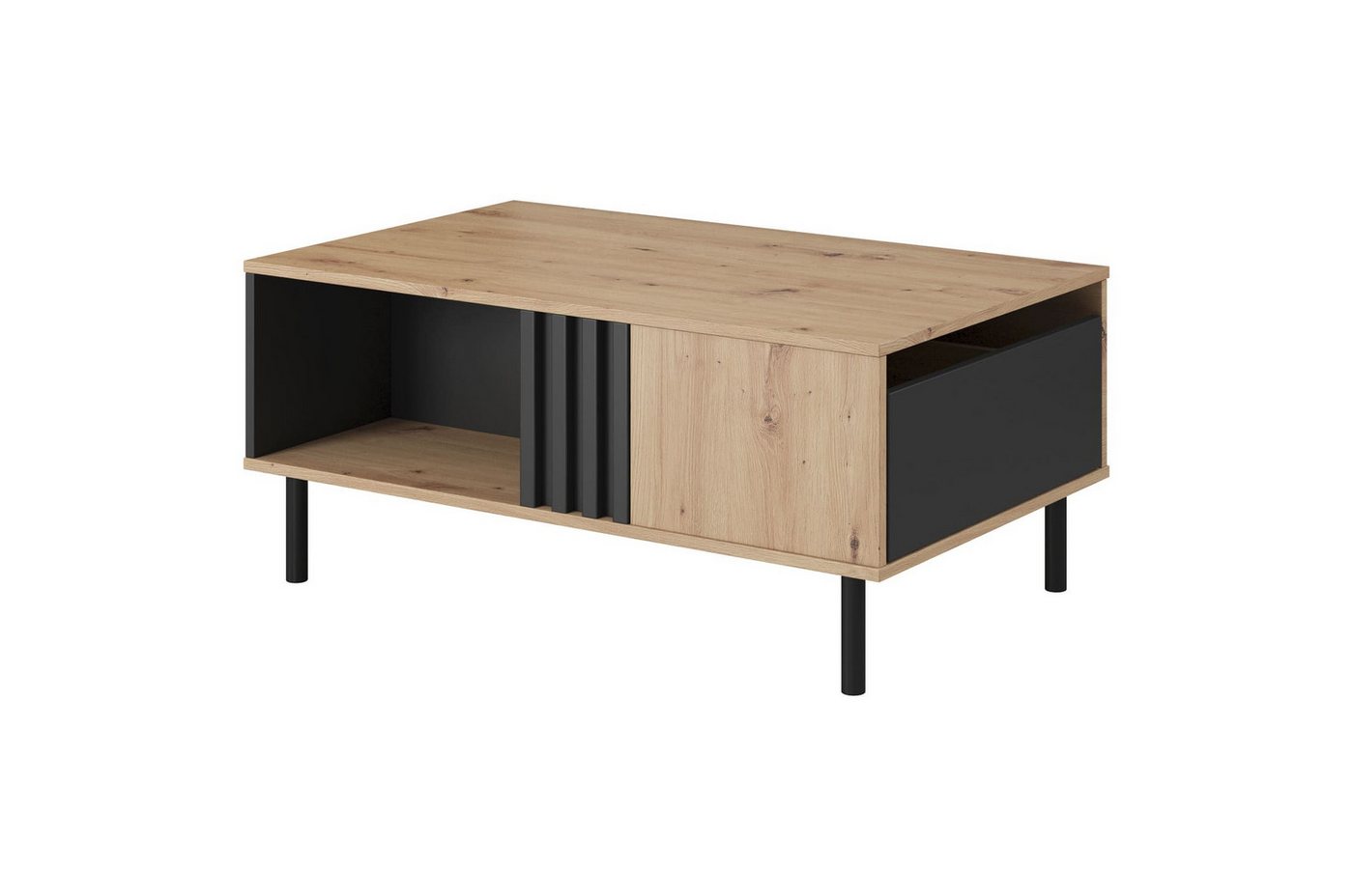 MOEBLO Couchtisch DEZMA F (Artisan Eiche + Anthrazit, mit Schubalden, Wohnzimmertisch, Beistelltisch, Sofatisch, Kaffeetisch, Coffee table), B 100 / H 43 / T 60 cm von MOEBLO