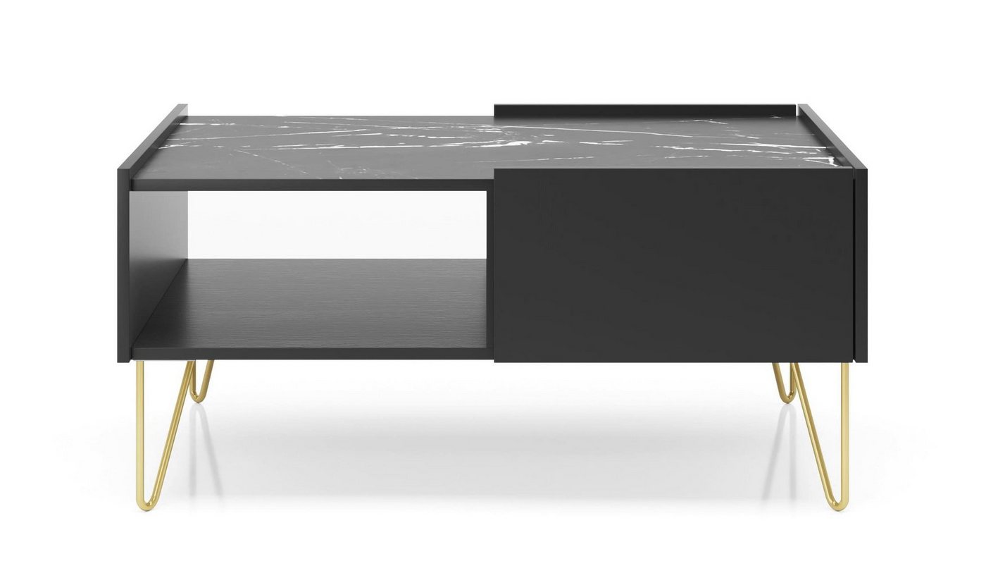 MOEBLO Couchtisch Harmonix L97 (moderne Design, Metallbeine in Goldfarbe, Wohnzimmertisch, Beistelltisch, Sofatisch, Kaffeetisch, Coffee table), (H x B x T):55x97x65cm von MOEBLO