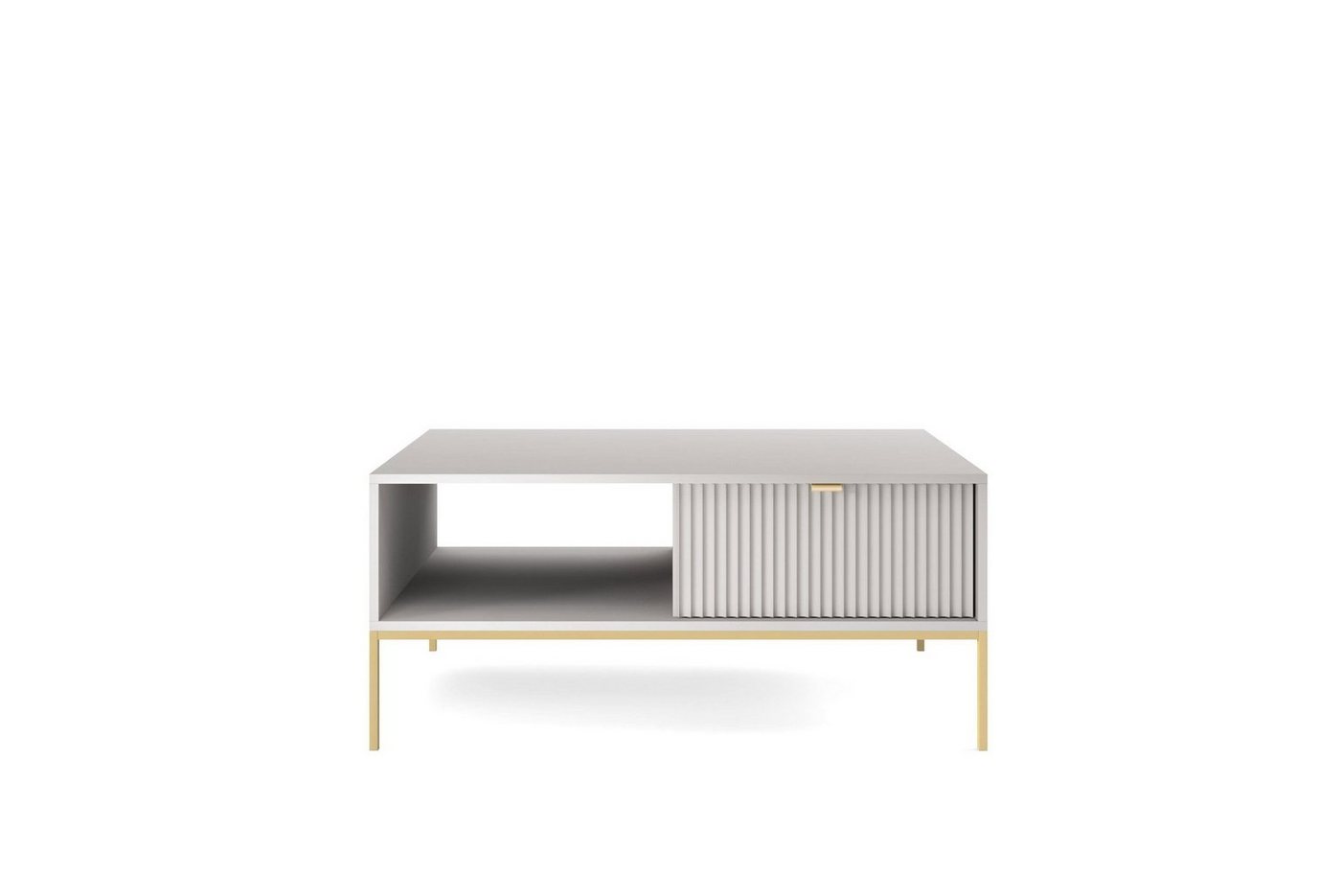 MOEBLO Couchtisch Light L104 (Eleganter Wohnzimmertisch mit dekorativ gerillter Front, Sofatisch, Beistelltisch, Kaffeetisch), (HxBxT):46x104x68cm von MOEBLO