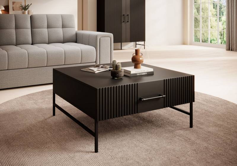 MOEBLO Couchtisch Raftilo (Loft- & Industrial-Design, 2 Schubladen, Metallfüße, Moderner Wohnzimmertisch, Beistelltisch, Sofatisch, Kaffeetisch, Coffee table), (B 100 x H 45 x T 60 cm) von MOEBLO