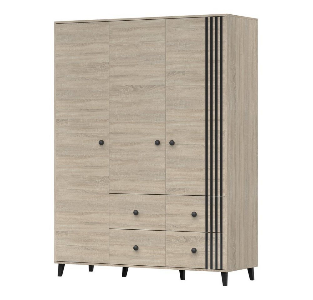 MOEBLO Drehtürenschrank FORTEN 3D4S (mit Schubladen, Kleiderschrank 3-türig Schrank Garderobe Schlafzimmer) (BxHxT):150x201,50x55cm von MOEBLO