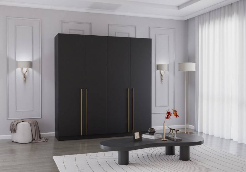 MOEBLO Drehtürenschrank Glamy 4D (Moderner 4-türiger Kleiderschrank mit viel Stauraum, Einlegeböden – Ideal für Schlafzimmer, Ankleidezimmer oder Jugendzimmer, Schrank Garderobe Drehtürenschrank) (BxHxT): 200 cm x 210 cm x 57 cm von MOEBLO