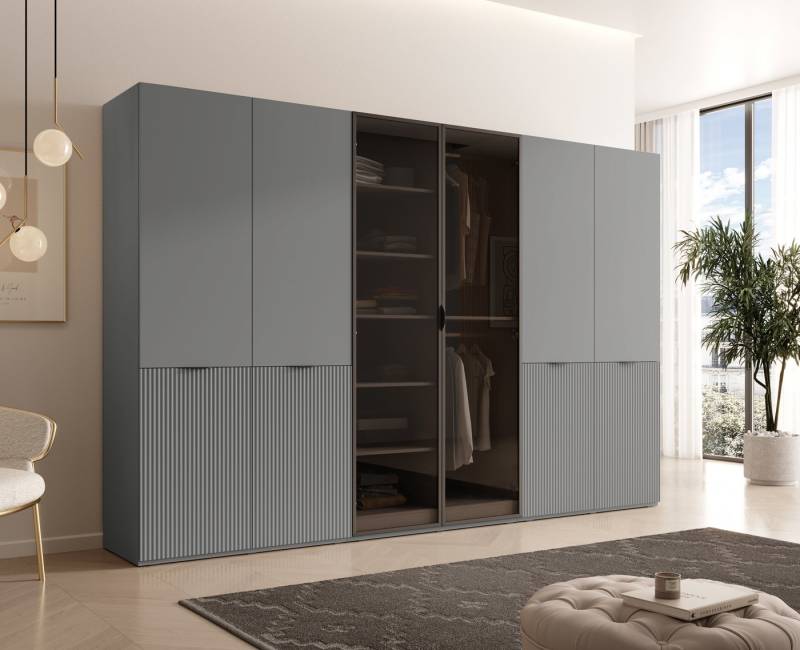 MOEBLO Drehtürenschrank MINEWRA ANTISOL 300 (Moderner Drehtürenschrank mit getönter Glasfront – viel Stauraum, verstellbare Einlegeböden & Kleiderstangen – robuster 6-türiger Kleiderschrank für Schlafzimmer und Garderobe) (BxHxT): 303x200x49 cm MOEBLO Drehtürenschrank MINEWRA ANTISOL 300 (Moderner Drehtürenschrank mit getönter Glasfront – viel Stauraum, verstellbare Einlegeböden & Kleiderstangen – robuster 6-türiger Kleiderschrank für Schlafzimmer und Garderobe) (BxHxT): 303x200x49 cm von MOEBLO