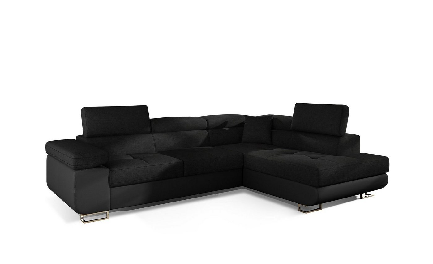 MOEBLO Ecksofa ALESIO, Couch L-Form Polstergarnitur Wohnlandschaft Polstersofa mit Ottomane Couchgranitur, Verstellbaren Kopfstützen, mit Schlaffunktion und Bettkasten von MOEBLO