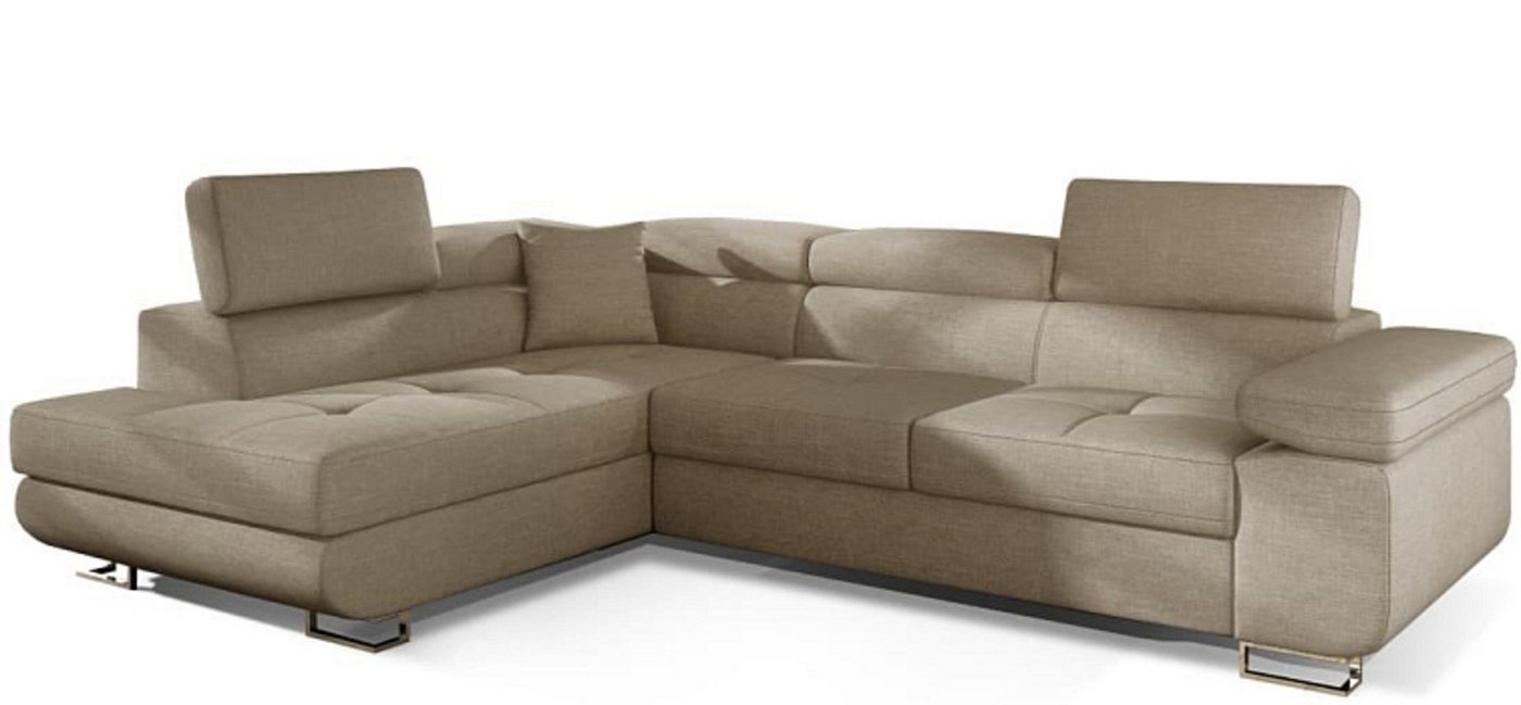 MOEBLO Ecksofa ALESIO, Couch L-Form Polstergarnitur Wohnlandschaft Polstersofa mit Ottomane Couchgranitur, Verstellbaren Kopfstützen, mit Schlaffunktion und Bettkasten von MOEBLO