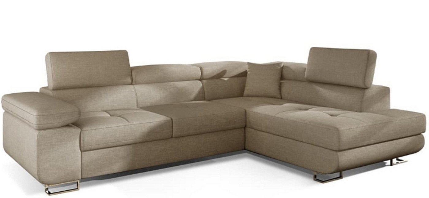 MOEBLO Ecksofa ALESIO, Couch L-Form Polstergarnitur Wohnlandschaft Polstersofa mit Ottomane Couchgranitur, Verstellbaren Kopfstützen, mit Schlaffunktion und Bettkasten von MOEBLO