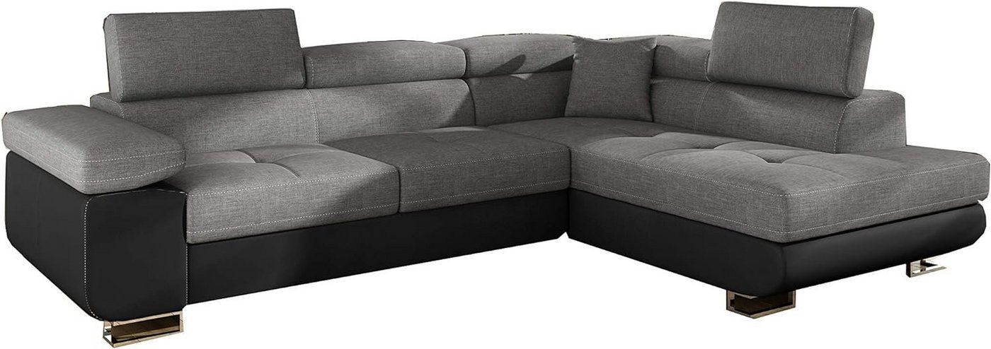 MOEBLO Ecksofa ALESIO, Couch L-Form Polstergarnitur Wohnlandschaft Polstersofa mit Ottomane Couchgranitur, Verstellbaren Kopfstützen, mit Schlaffunktion und Bettkasten von MOEBLO