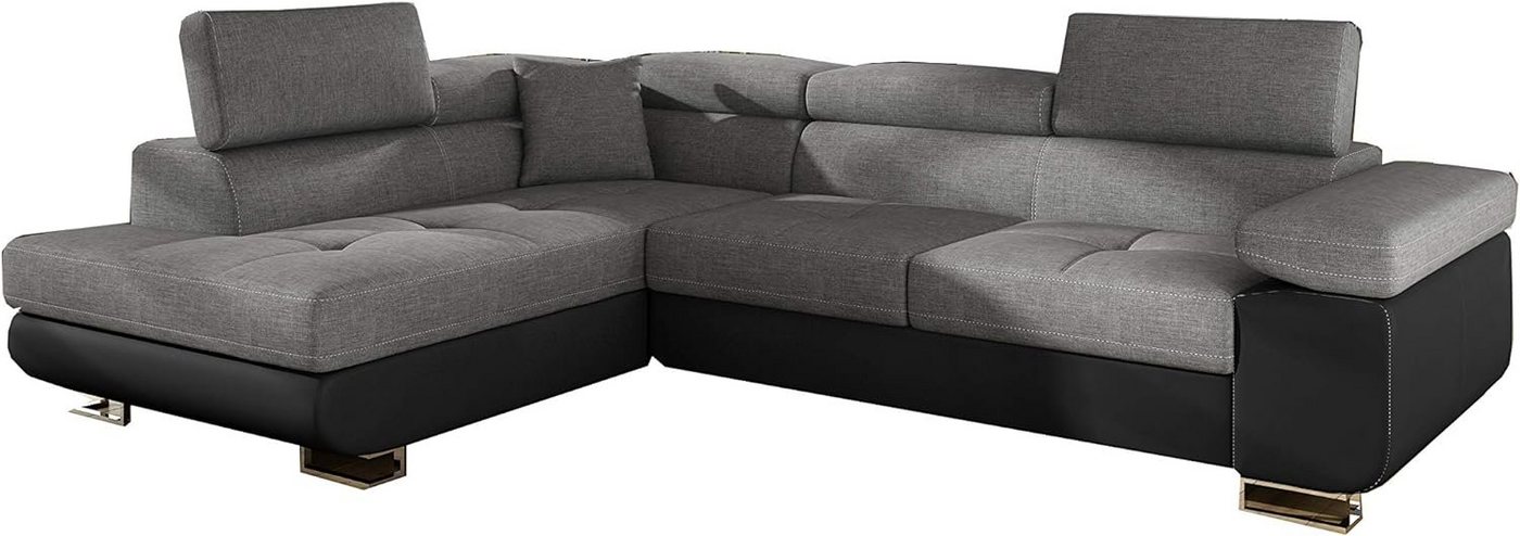 MOEBLO Ecksofa ALESIO, Couch L-Form Polstergarnitur Wohnlandschaft Polstersofa mit Ottomane Couchgranitur, Verstellbaren Kopfstützen, mit Schlaffunktion und Bettkasten von MOEBLO