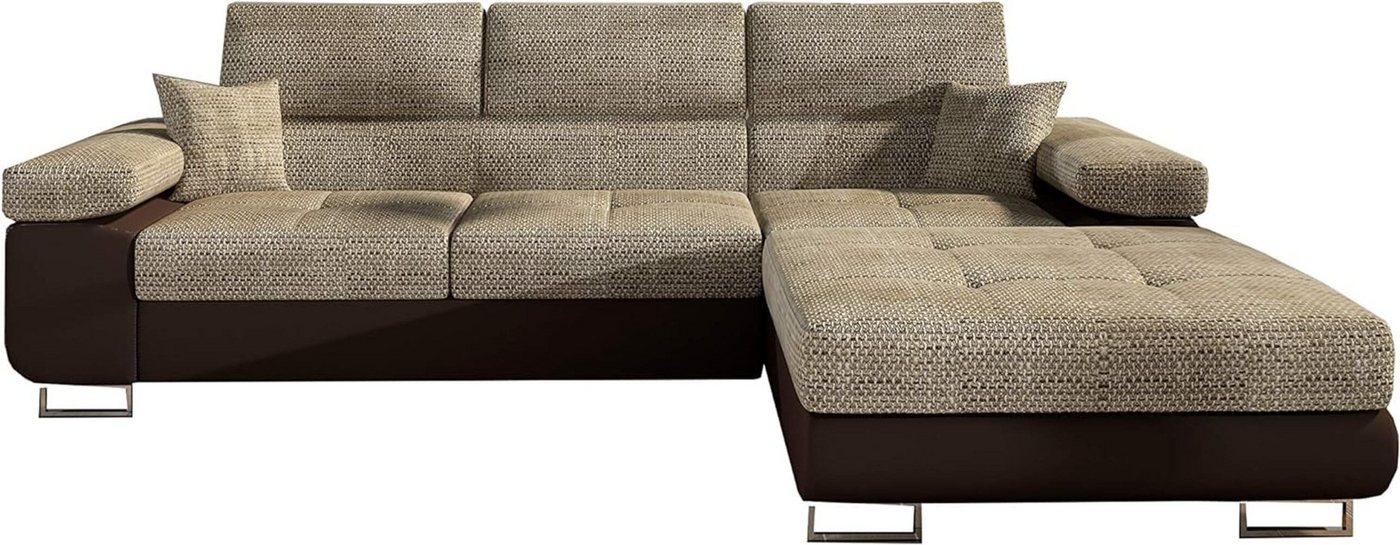 MOEBLO Ecksofa ALVARO, Eckcouch mit Bettfunktion Couch L-Form Polstergarnitur Wohnlandschaft Polstersofa mit Ottomane Couchgranitur Sofa, mit Schlaffunktion und Bettkasten, - (BxHxT): 280x90x205 cm von MOEBLO