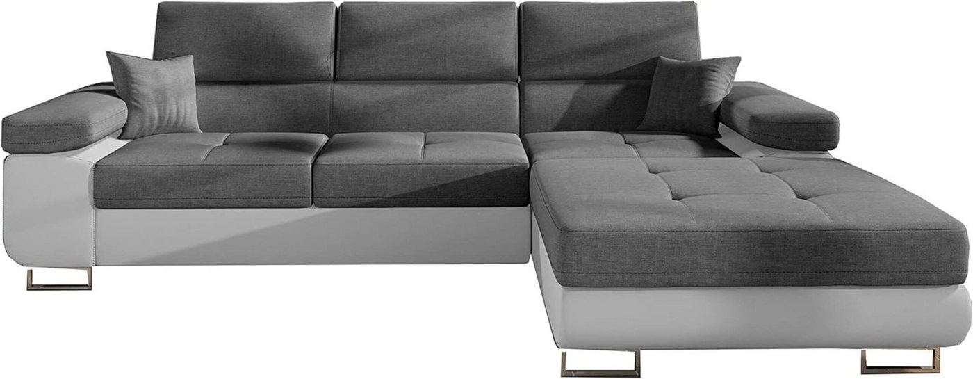 MOEBLO Ecksofa ALVARO, Eckcouch mit Bettfunktion Couch L-Form Polstergarnitur Wohnlandschaft Polstersofa mit Ottomane Couchgranitur Sofa, mit Schlaffunktion und Bettkasten, - (BxHxT): 280x90x205 cm von MOEBLO