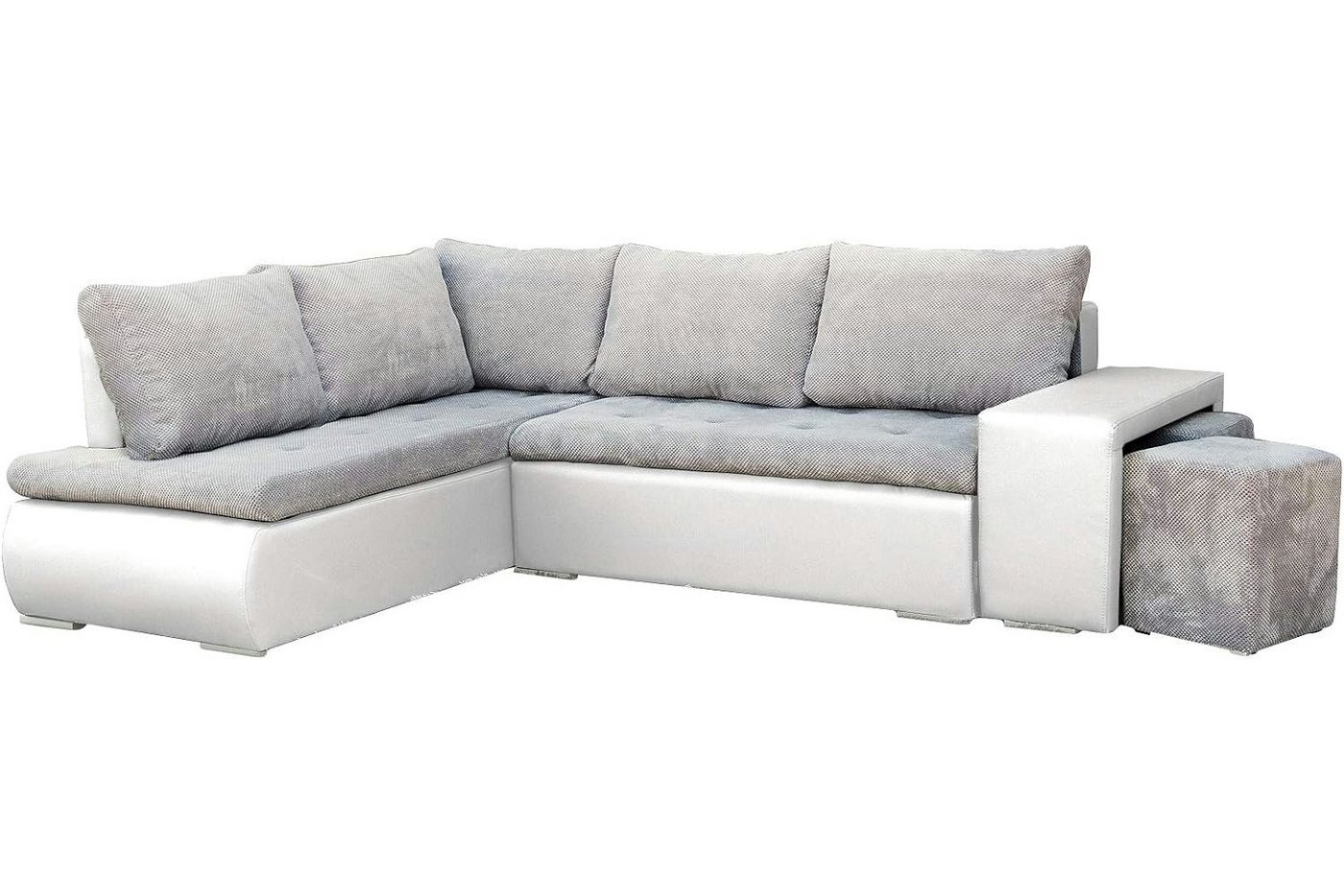 MOEBLO Ecksofa BELGRAD, Eckcouch mit Zwei Hocker Sofa Couch mit Ottomane L-Form Schlafsofa Bettsofa Polstergarnitur, mit Schlaffunktion und Bettkasen, - (BxHxT): 265x88x180 cm von MOEBLO