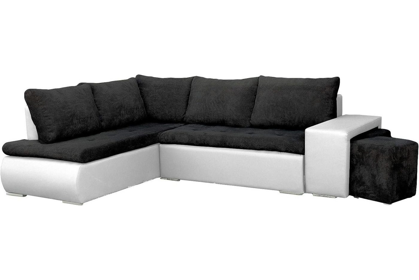 MOEBLO Ecksofa BELGRAD, Eckcouch mit Zwei Hocker Sofa Couch mit Ottomane L-Form Schlafsofa Bettsofa Polstergarnitur, mit Schlaffunktion und Bettkasen, - (BxHxT): 265x88x180 cm von MOEBLO