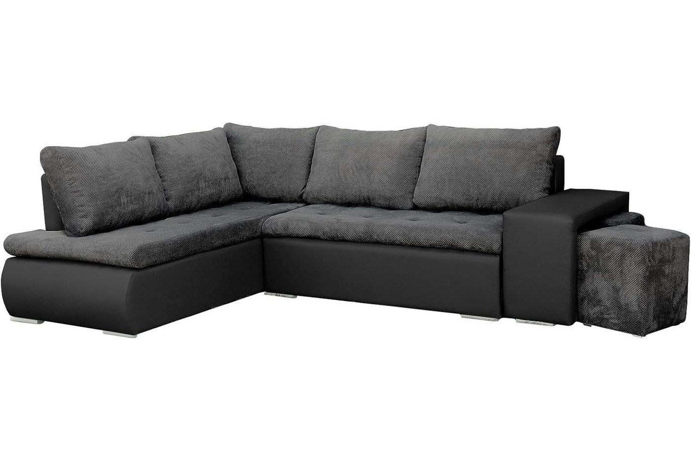 MOEBLO Ecksofa BELGRAD, Eckcouch mit Zwei Hocker Sofa Couch mit Ottomane L-Form Schlafsofa Bettsofa Polstergarnitur, mit Schlaffunktion und Bettkasen, - (BxHxT): 265x88x180 cm von MOEBLO