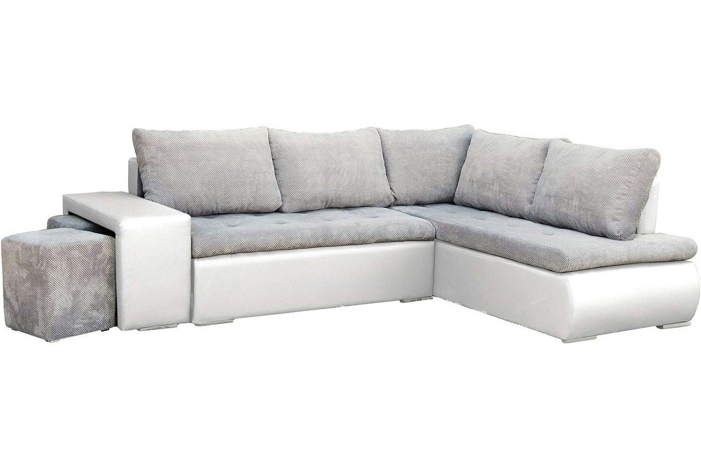 MOEBLO Ecksofa BELGRAD, Eckcouch mit Zwei Hocker Sofa Couch mit Ottomane L-Form Schlafsofa Bettsofa Polstergarnitur, mit Schlaffunktion und Bettkasen, - (BxHxT): 265x88x180 cm von MOEBLO