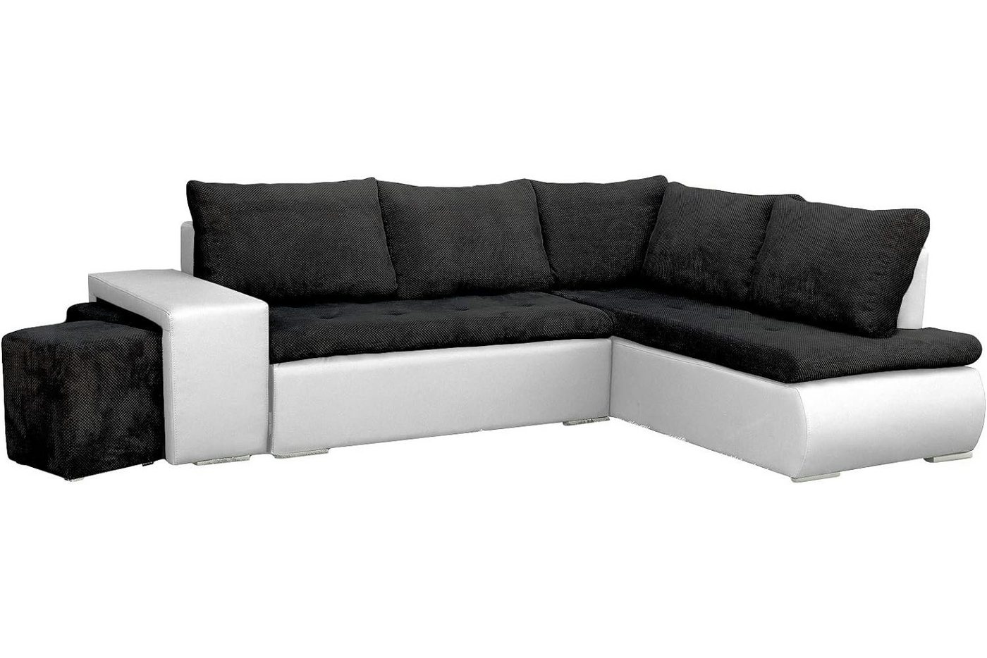 MOEBLO Ecksofa BELGRAD, Eckcouch mit Zwei Hocker Sofa Couch mit Ottomane L-Form Schlafsofa Bettsofa Polstergarnitur, mit Schlaffunktion und Bettkasen, - (BxHxT): 265x88x180 cm von MOEBLO