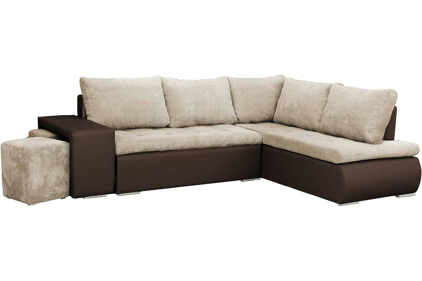 MOEBLO Ecksofa BELGRAD, Eckcouch mit Zwei Hocker Sofa Couch mit Ottomane L-Form Schlafsofa Bettsofa Polstergarnitur, mit Schlaffunktion und Bettkasen, - (BxHxT): 265x88x180 cm von MOEBLO