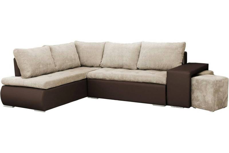 MOEBLO Ecksofa BELGRAD, Eckcouch mit Zwei Hocker Sofa Couch mit Ottomane L-Form Schlafsofa Bettsofa Polstergarnitur, mit Schlaffunktion und Bettkasen von MOEBLO