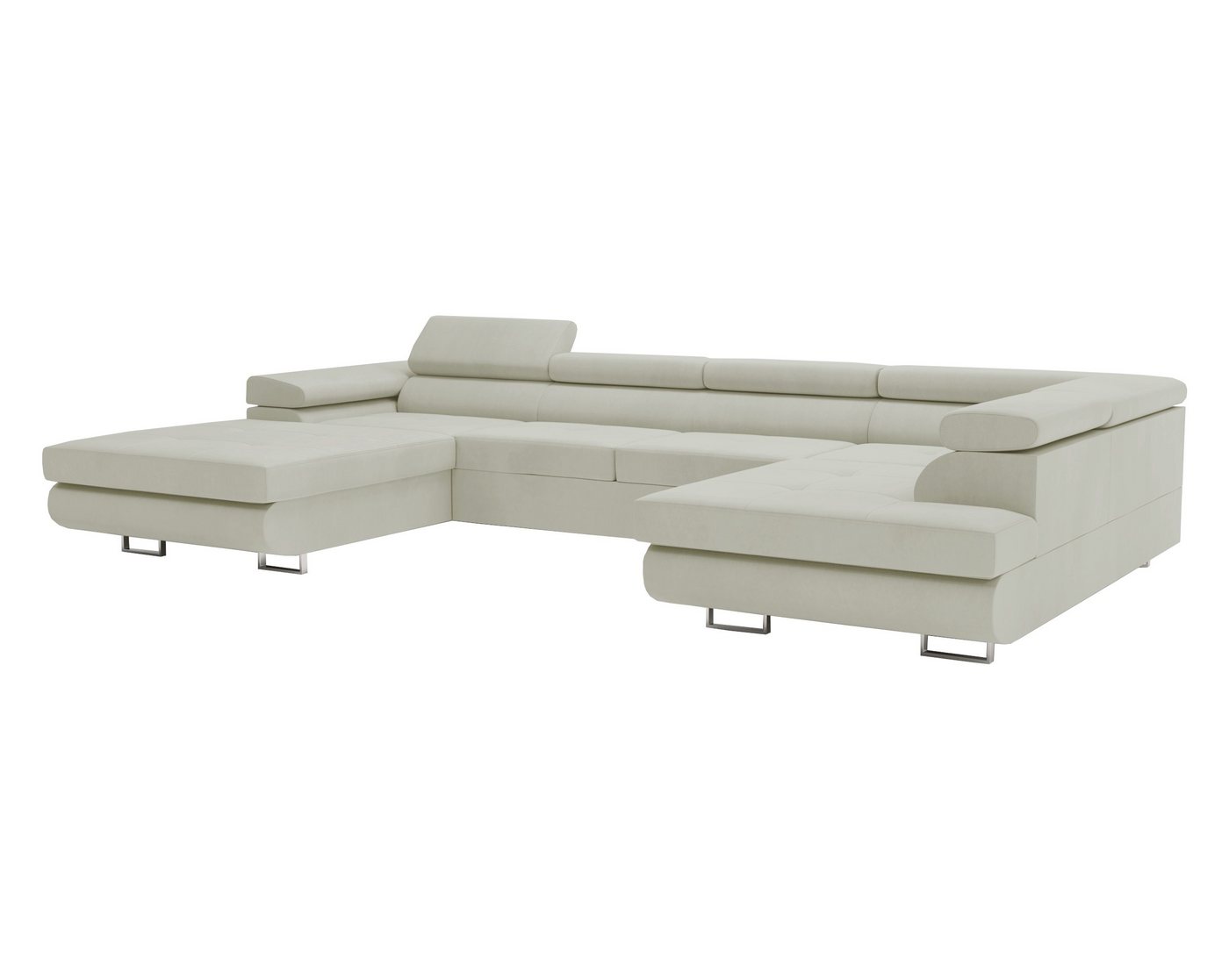 MOEBLO Ecksofa BUZZ U, mit Schlaffunktion, mit Bettkasten Funktionalität Polsterecke, Modulares Sofa Hochwertige Materialien, 4 verstellbare Kopfstützen, (BxHxT): 345x90x205 cm von MOEBLO