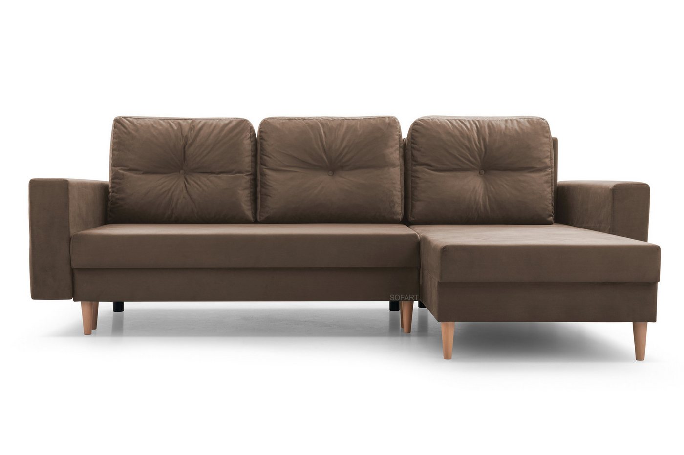 MOEBLO Ecksofa CARL, Ottomane Links als auch rechts montierbar Couch für Wohnzimmer, Schlafsofa Sofagarnitur Sofa Eckcouch L-Form Wohnlandschaft, mit Bettkasten und Schlaffunktion von MOEBLO