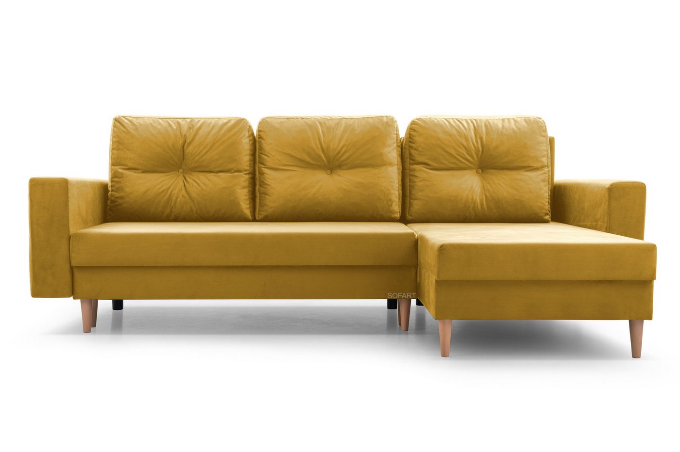 MOEBLO Ecksofa CARL, Ottomane Links als auch rechts montierbar Couch für Wohnzimmer, Schlafsofa Sofagarnitur Sofa Eckcouch L-Form Wohnlandschaft, mit Bettkasten und Schlaffunktion von MOEBLO