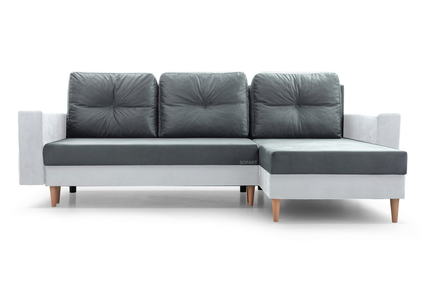 MOEBLO Ecksofa CARL, Ottomane Links als auch rechts montierbar Couch für Wohnzimmer, Schlafsofa Sofagarnitur Sofa Eckcouch L-Form Wohnlandschaft, mit Bettkasten und Schlaffunktion von MOEBLO