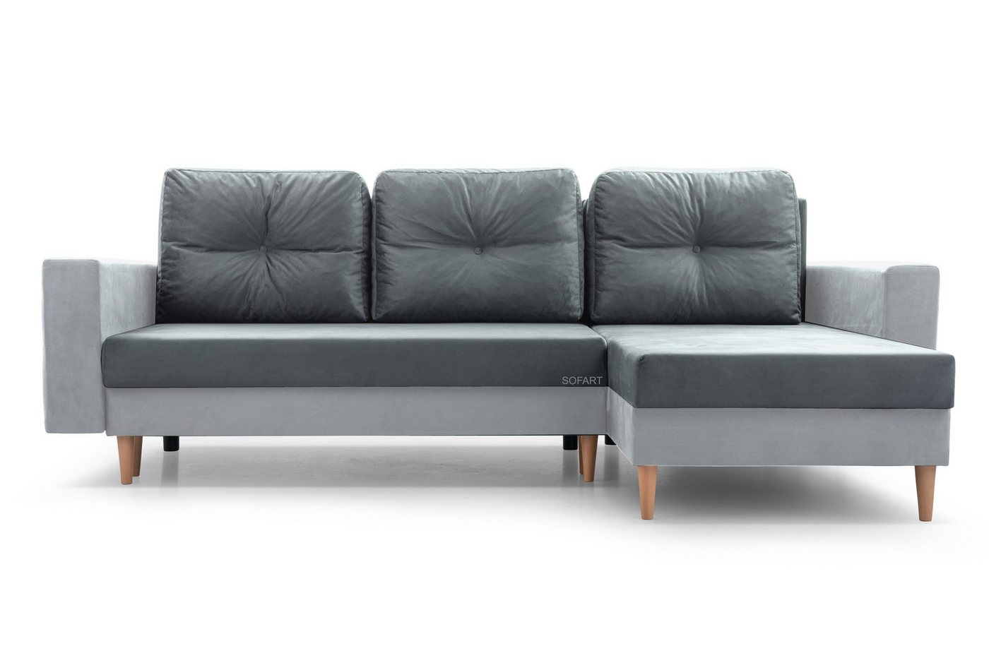 MOEBLO Ecksofa CARL, Ottomane Links als auch rechts montierbar Couch für Wohnzimmer, Schlafsofa Sofagarnitur Sofa Eckcouch L-Form Wohnlandschaft, mit Bettkasten und Schlaffunktion von MOEBLO