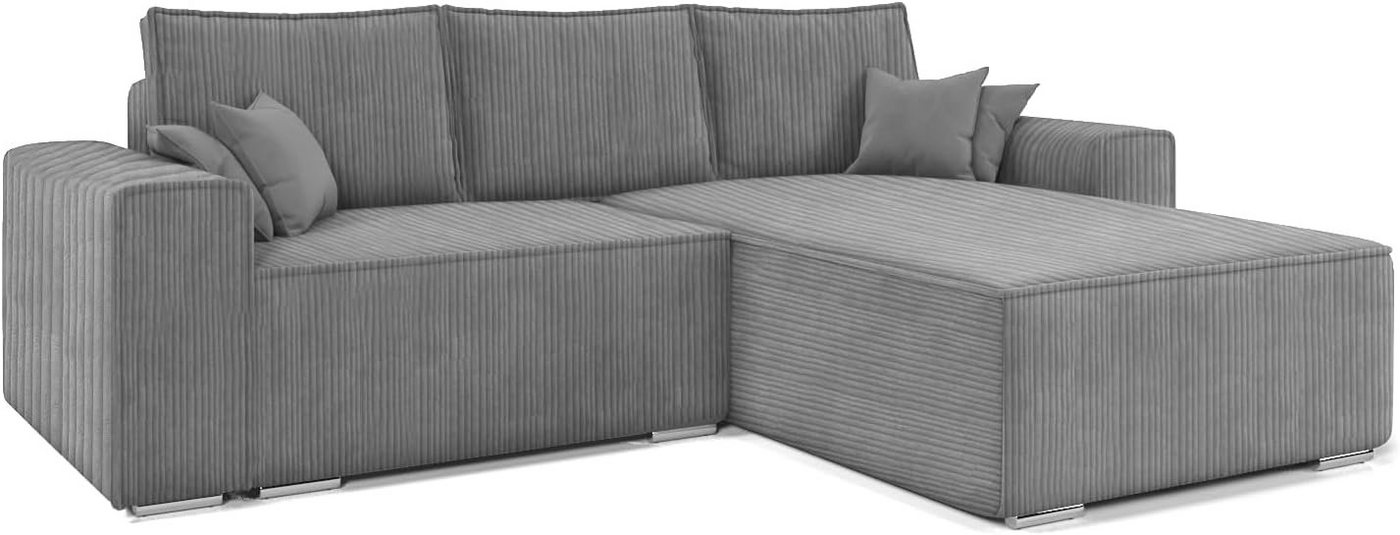 MOEBLO Ecksofa ERNO II, Ecksofa aus Cordstoff, Couch für Wohnzimmer, Schlafsofa Sofagarnitur Sofa Eckcouch L-Form, mit Schlaffunktion und Bettkasten von MOEBLO