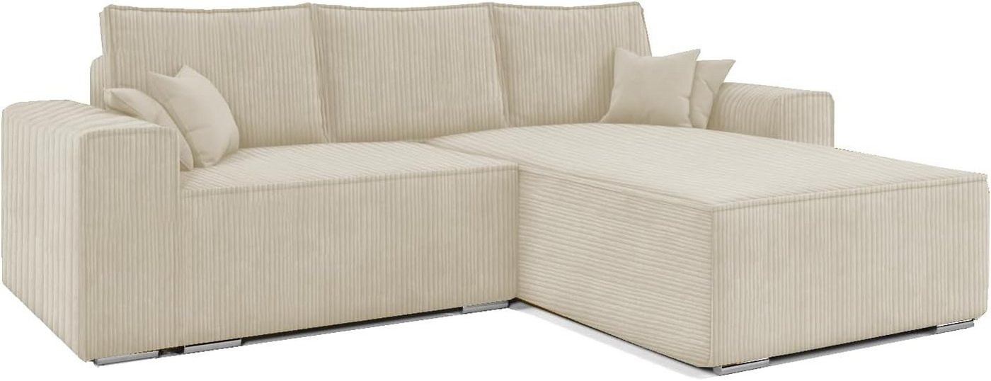 MOEBLO Ecksofa ERNO II, Ecksofa aus Cordstoff, Couch für Wohnzimmer, Schlafsofa Sofagarnitur Sofa Eckcouch L-Form, mit Schlaffunktion und Bettkasten von MOEBLO