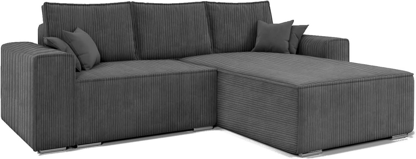 MOEBLO Ecksofa ERNO II, Ecksofa aus Cordstoff, Couch für Wohnzimmer, Schlafsofa Sofagarnitur Sofa Eckcouch L-Form, mit Schlaffunktion und Bettkasten von MOEBLO