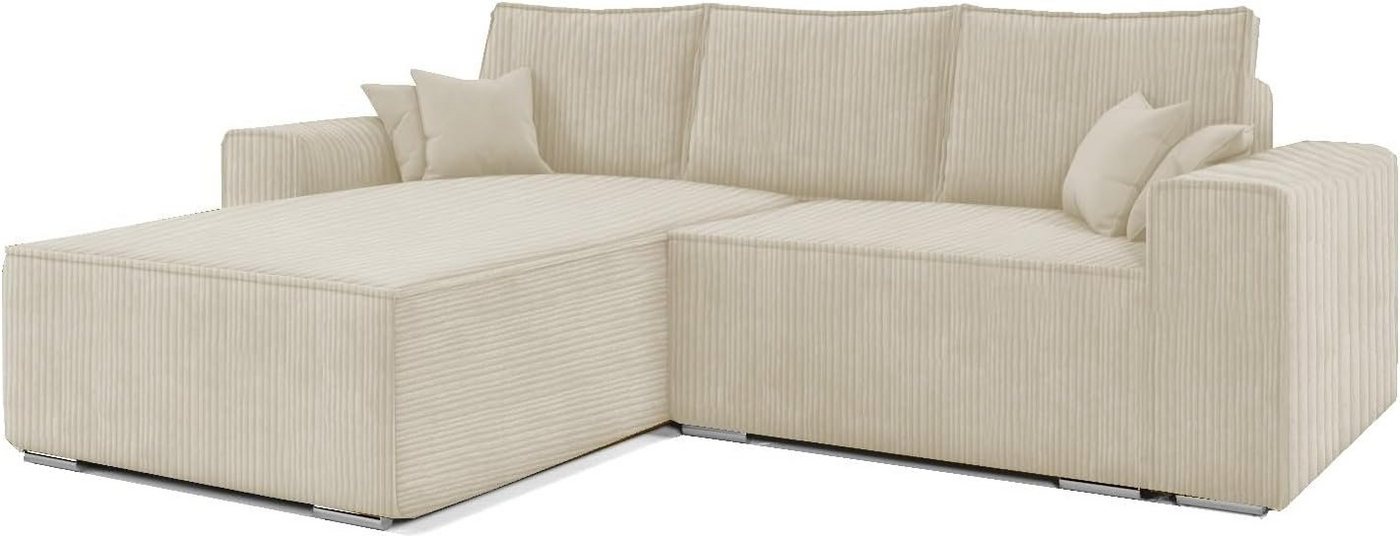 MOEBLO Ecksofa ERNO II, Ecksofa aus Cordstoff, Couch für Wohnzimmer, Schlafsofa Sofagarnitur Sofa Eckcouch L-Form, mit Schlaffunktion und Bettkasten von MOEBLO