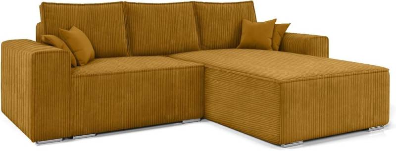 MOEBLO Ecksofa ERNO II, L-förmiges Schlafsofa aus Samtstoff mit Bettkasten und Kissen, Komfortable Couch für Wohnzimmer, Sofagarnitur Eckcouch mit Schlaffunktion, mit Schlaffunktion und Bettkasten von MOEBLO