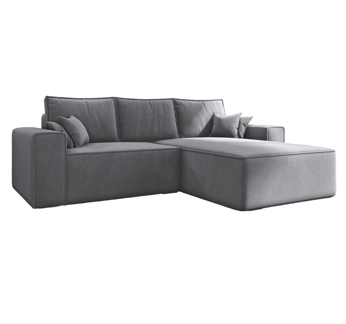 MOEBLO Ecksofa ERNO II, Ecksofa aus Samststoff, Couch für Wohnzimmer, Schlafsofa Sofagarnitur Sofa Eckcouch L-Form, mit Schlaffunktion und Bettkasten von MOEBLO