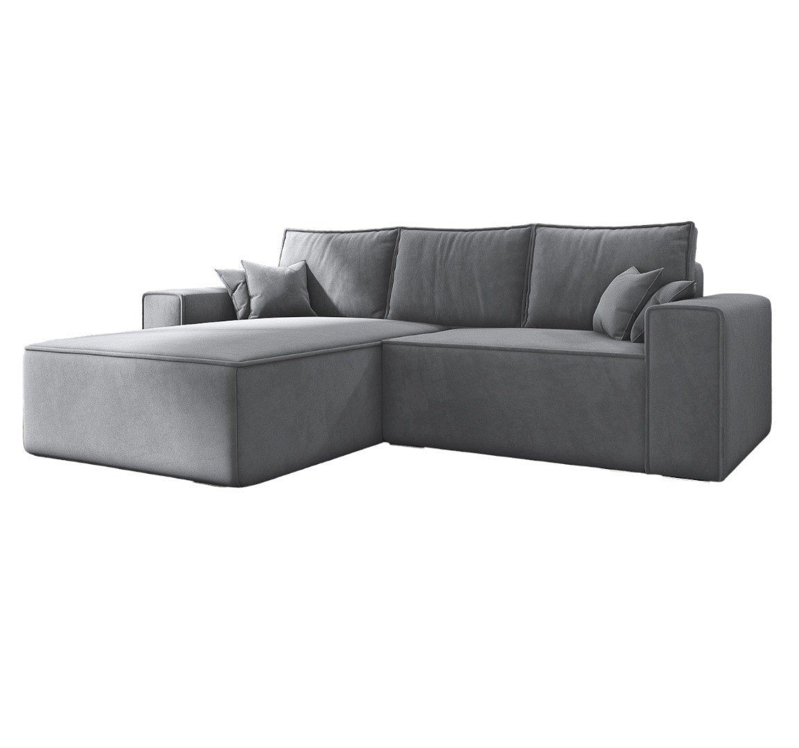 MOEBLO Ecksofa ERNO II, Ecksofa aus Samststoff, Couch für Wohnzimmer, Schlafsofa Sofagarnitur Sofa Eckcouch L-Form, mit Schlaffunktion und Bettkasten von MOEBLO