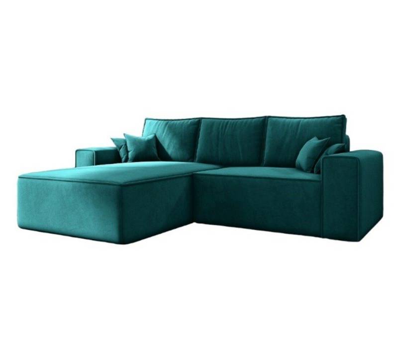 MOEBLO Ecksofa ERNO II, L-förmiges Schlafsofa aus Samtstoff mit Bettkasten und Kissen, Komfortable Couch für Wohnzimmer, Sofagarnitur Eckcouch mit Schlaffunktion, mit Schlaffunktion und Bettkasten von MOEBLO