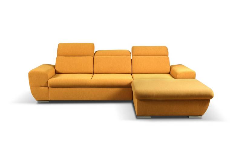 MOEBLO Ecksofa FRESNO, Verstellbare Kopfstützen, Eckcouch Wohnlandschaft Sofa mit Ottomane Eckgarnitur Polsterecke - (BxHxT):281x87x183 cm, Multifunktional: Schlafsofa mit Stauraum von MOEBLO
