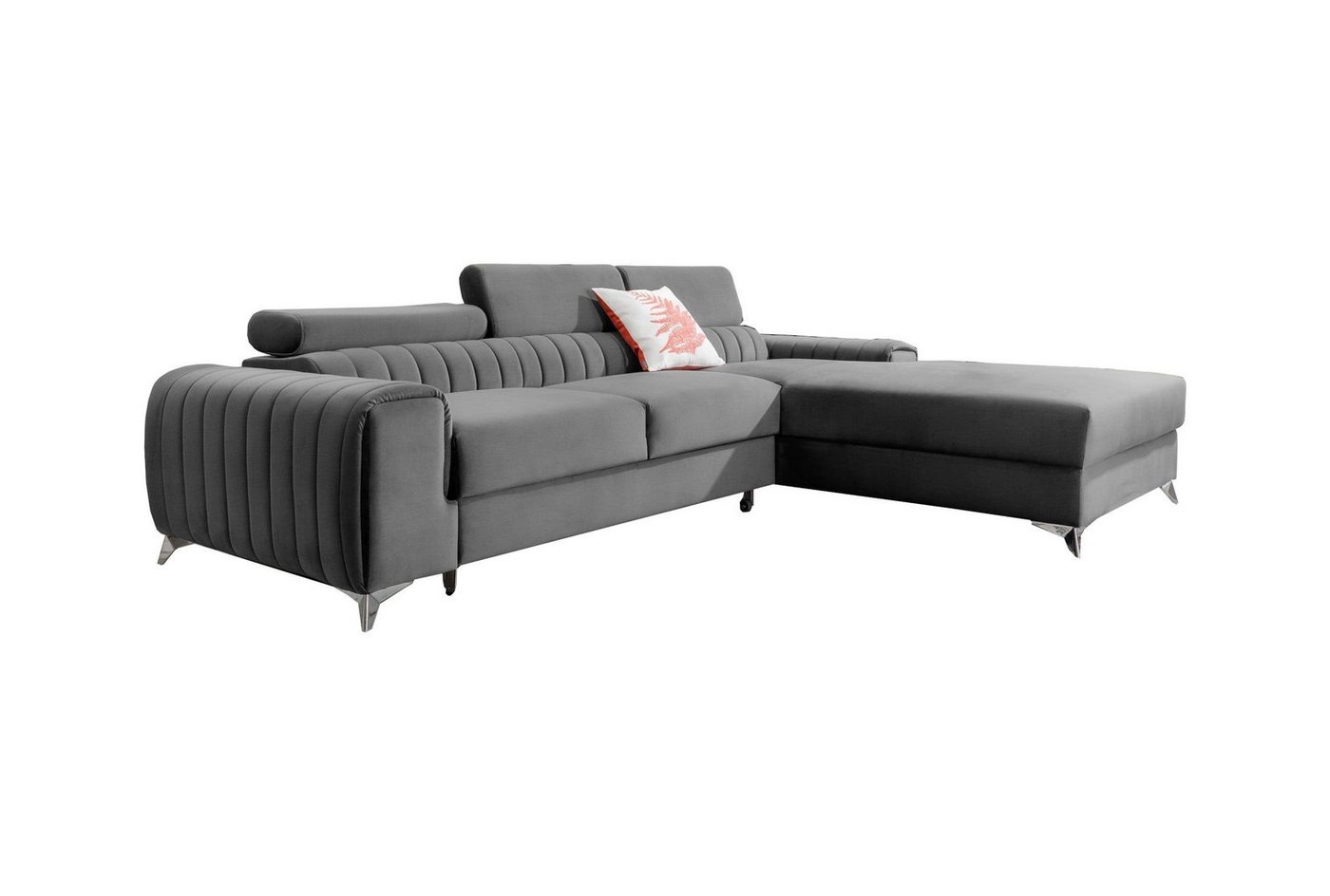 MOEBLO Ecksofa GERNO, Couch L-Form Polstergarnitur Wohnlandschaft Polstersofa mit Ottomane - 278x205x92 cm, mit Schlaffunktion von MOEBLO