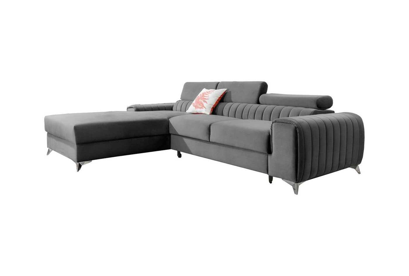 MOEBLO Ecksofa GERNO, Couch L-Form Polstergarnitur Wohnlandschaft Polstersofa mit Ottomane - 278x205x92 cm, mit Schlaffunktion von MOEBLO